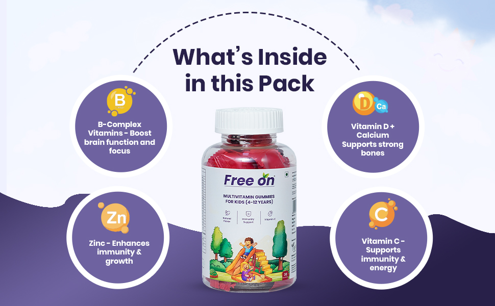 Free On Multivitamin Gummies for Kids 4-12 Years, 60 Gummies