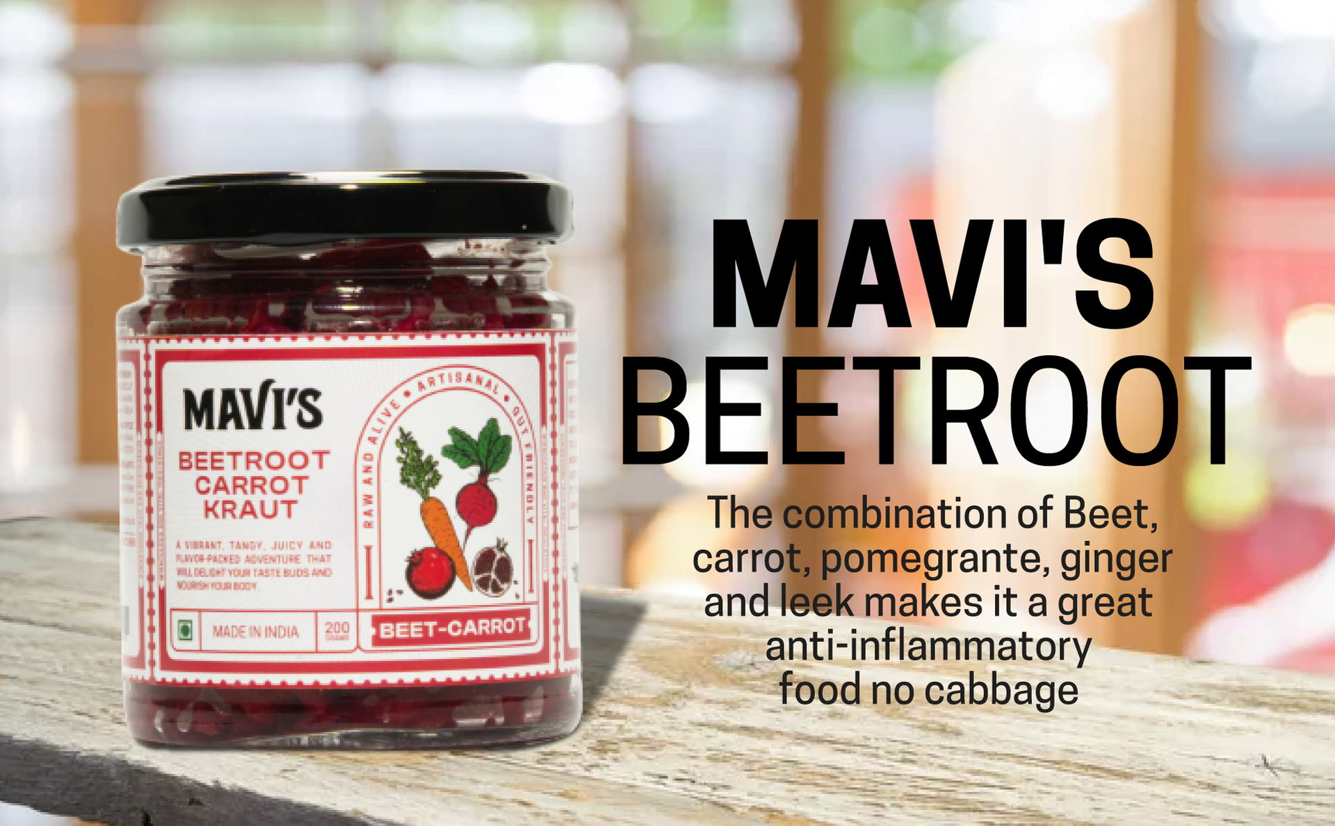 MAVI's Sauerkraut | Original Sauerkraut and Beetroot Carrot Kraut | Combo Pack of 2 | 500g each | No Preservatives | Organic and Vegan | No Artificial Flavour or Colour