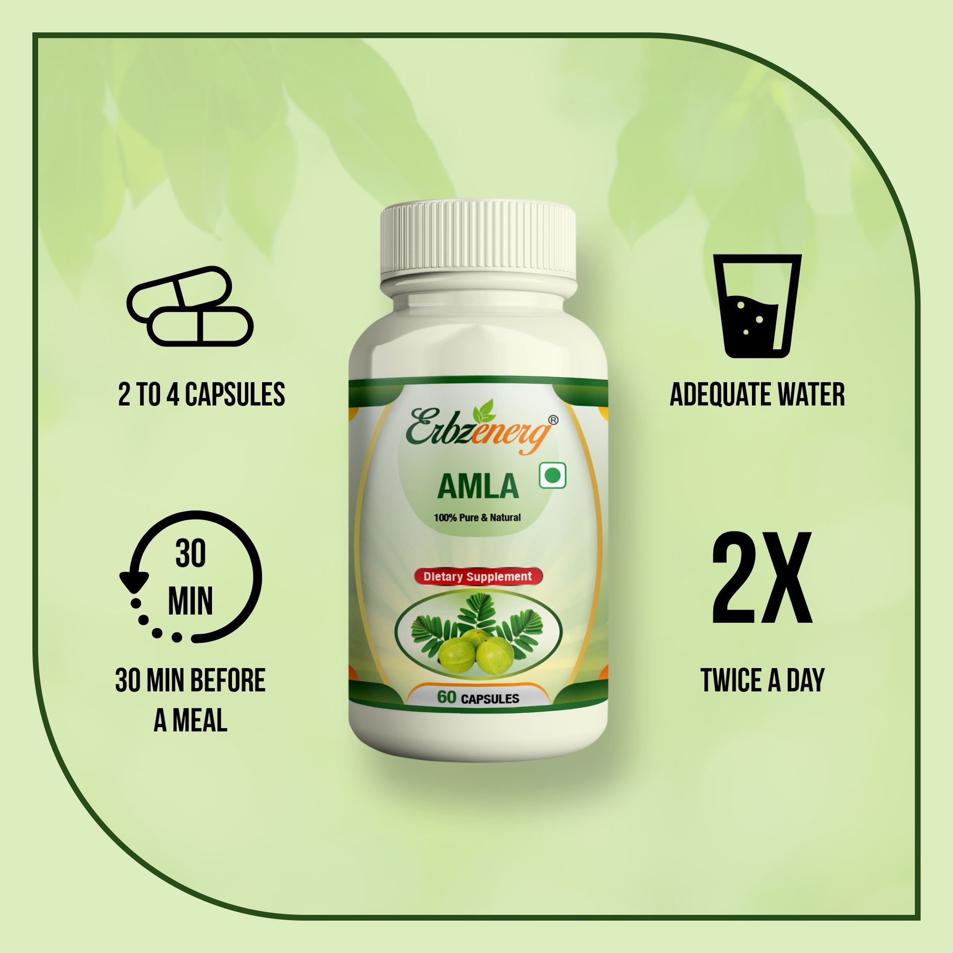 ERBZENERG� Amla 60 Capsules 500mg Pack of 2