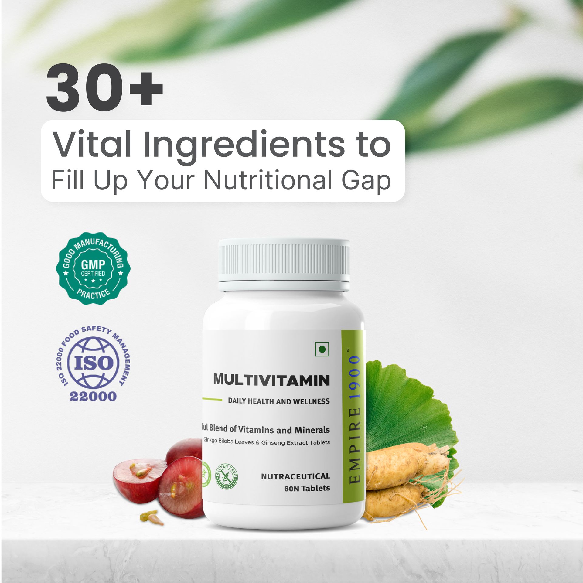 EMPIRE 1900 Multivitamin (Antioxidants) | Daily Health Supplements | Healthy for Men and Women | Supports Immunity, Energy, Heart, and Brain | Vegetarian, Gluten-Free | (60 Vegetarian Tablets)