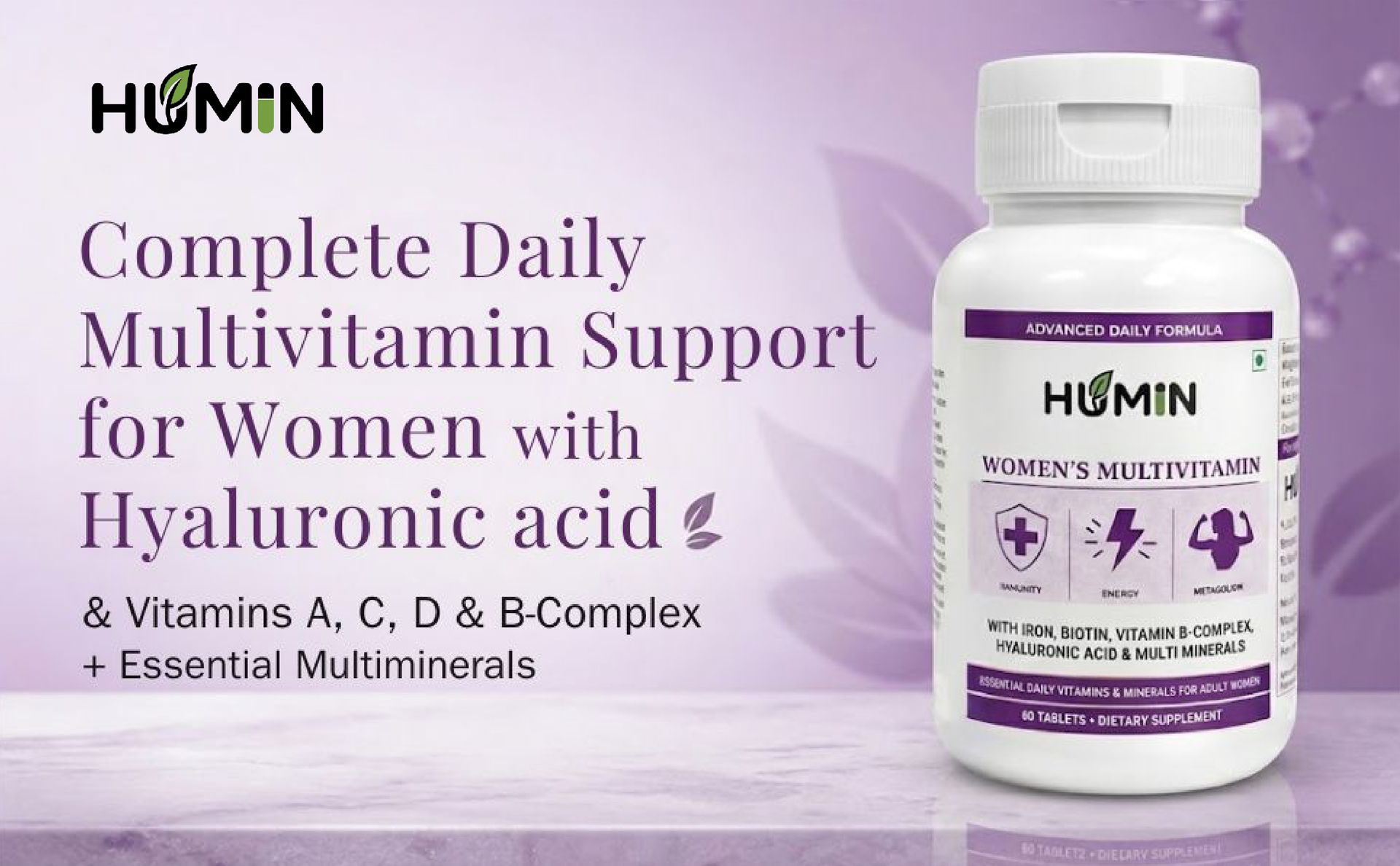Multivitamin for Women with, Vitamins A C D & B-Complex, Multiminerals Tablets for Daily Nutritional Support, 60 Tablets