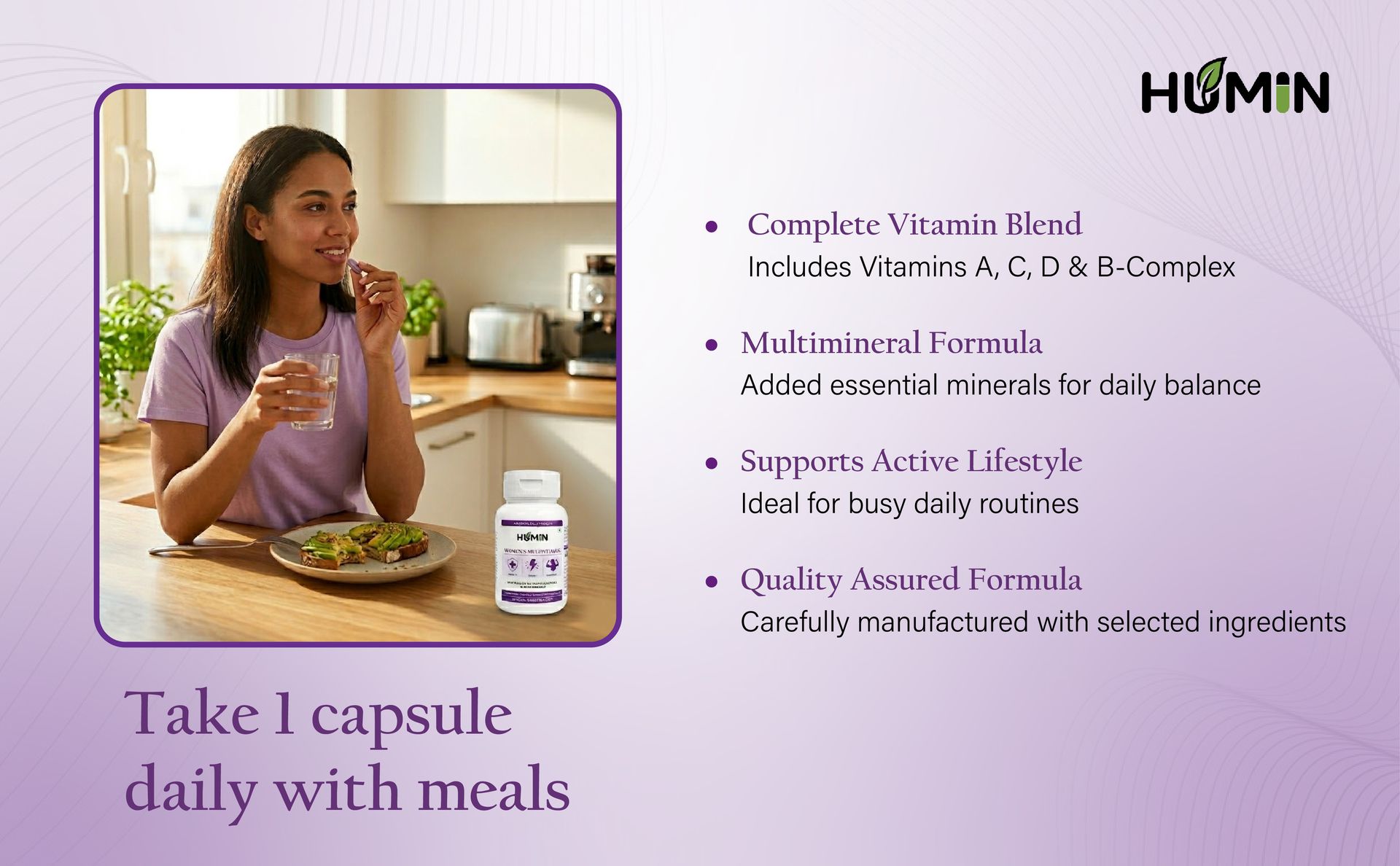Multivitamin for Women with, Vitamins A C D & B-Complex, Multiminerals Tablets for Daily Nutritional Support, 60 Tablets