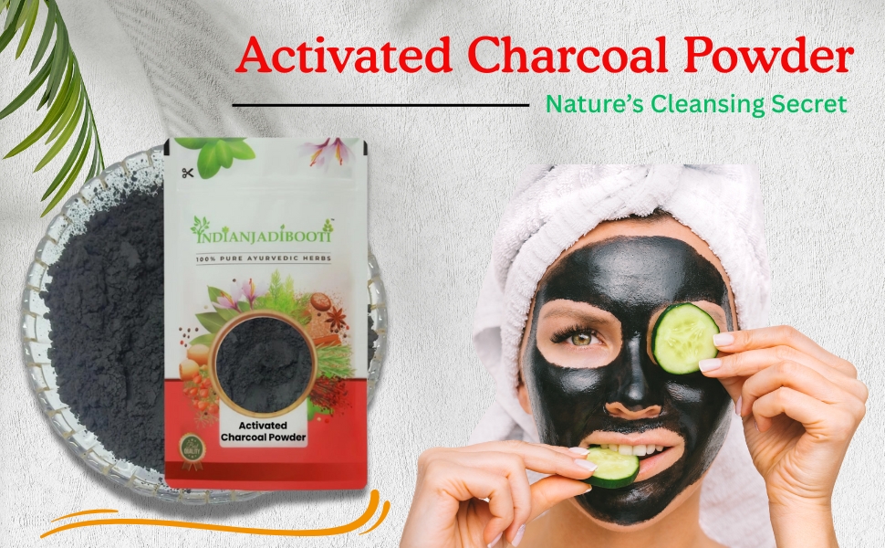 IndianJadiBooti Pure Activated Charcoal Powder | Ultra-Fine Botanical Base for DIY Face Masks, Natural Oral Care, Soap Making & Deep Cleansing - 100gm