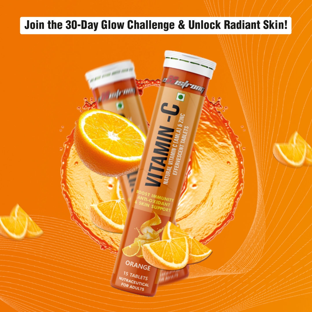 Vitamin C Effervescent Orange Flavor Tablets with Amla Extract & Zinc | Immunity Booster, Antioxidant & Energy Support | Sugar-Free, Fast Absorption and Skin Radiance (15 Tabs)