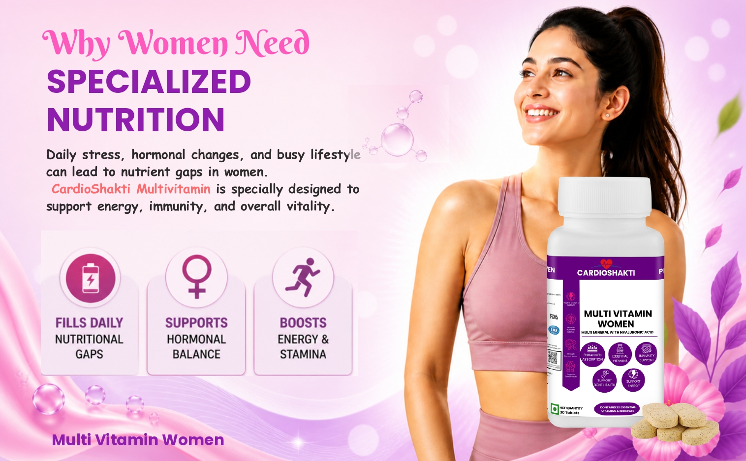 Cardio Shakti Daily Women Nutrition Formula | Multivitamin & Mineral Supplement