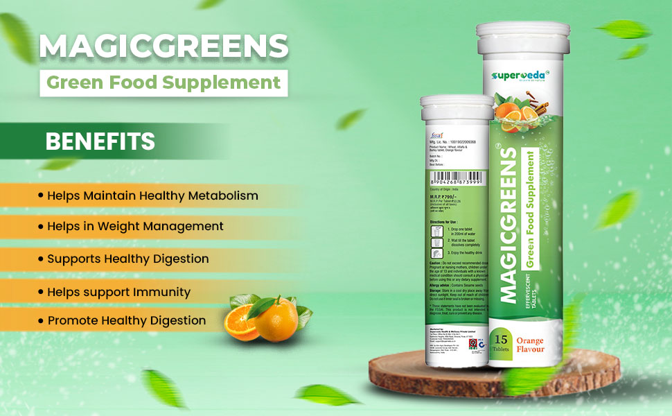 MagicGreens Effervescent Tablets Pack of 2 | Daily Greens Multivitamin with Vitamin C Zinc B6 & B12 for Immunity & Detox | Plant-Based Superfoods & Antioxidants | Vegan Sugar-Free Twin Pack