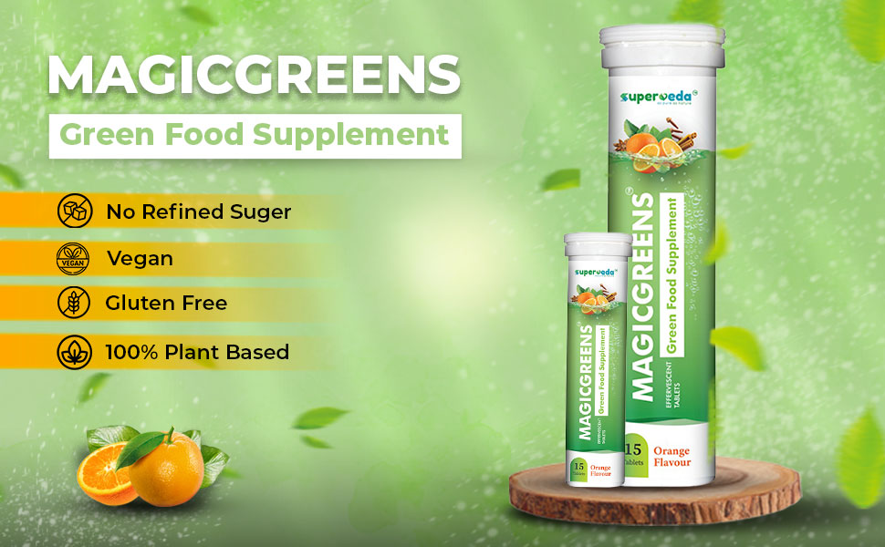 MagicGreens Effervescent Tablets Pack of 2 | Daily Greens Multivitamin with Vitamin C Zinc B6 & B12 for Immunity & Detox | Plant-Based Superfoods & Antioxidants | Vegan Sugar-Free Twin Pack