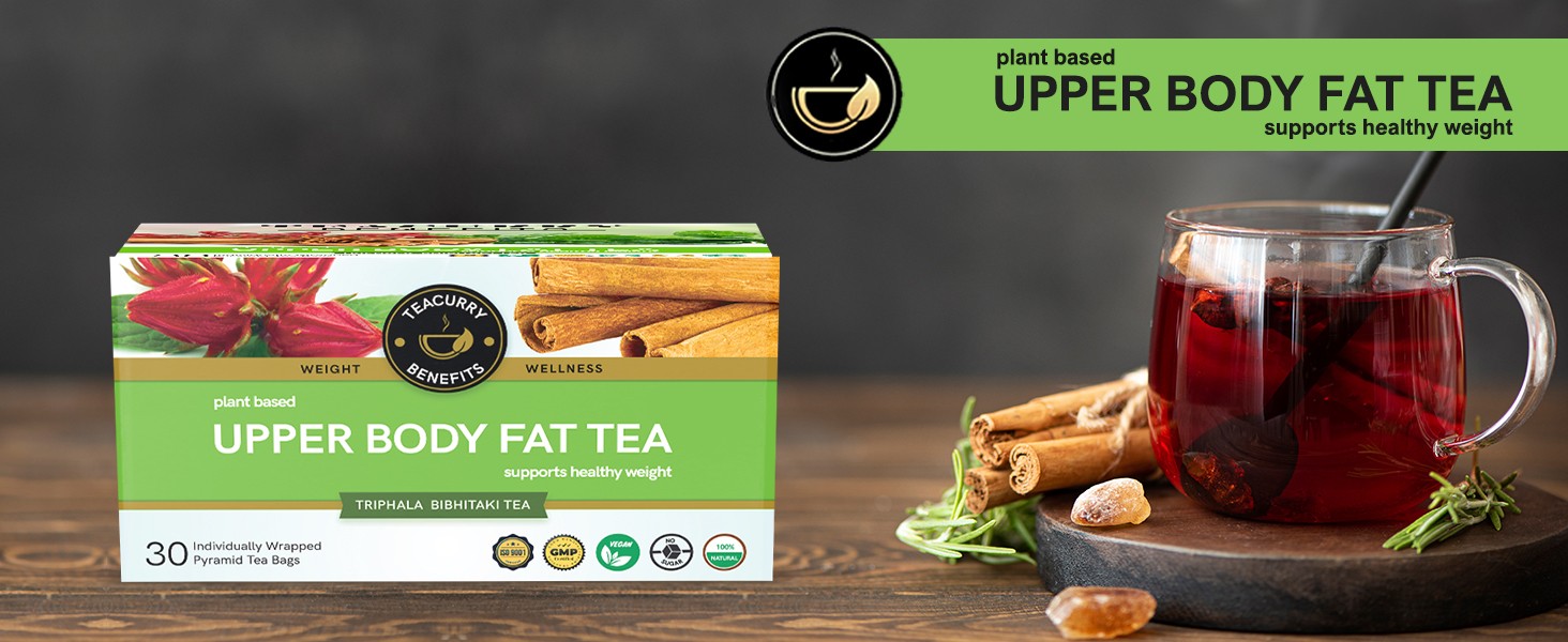 TEACURRY Upper Body Fat Burn Tea (6 Month Pack | 180 Tea Bags) - Helps lose weight fast of Chest, Shoulders, Neck and Arms Fat