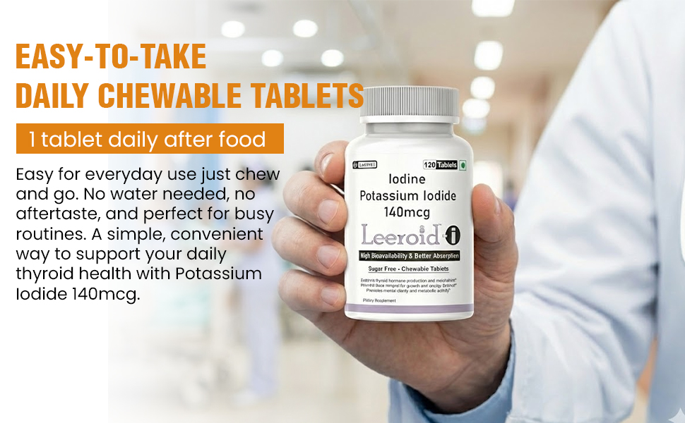 i (LeeWell) Chewable Iodine Supplements | Potassium iodide tablets | Thyroid Support, Boosts Metabolism, Energy, Immunity & Mental Clarity - 120 Tablets sugar-free