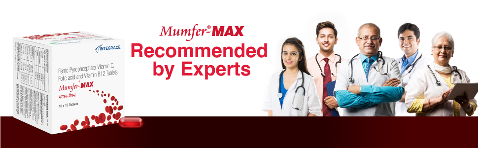 Mumfer Max | 30 Tablets| Iron, Folic Acid Supplement, Vitamin C & Vitamin-B12 | Supports Blood Building, Immunity and Energy
