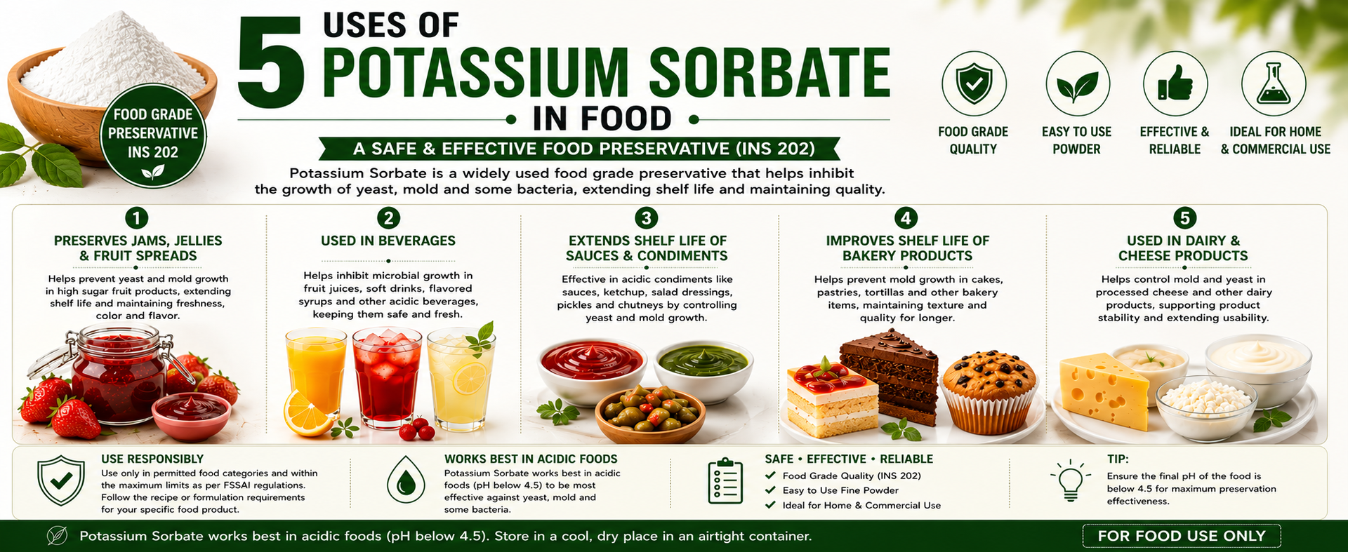Potassium Sorbate Powder Preservative Food Grade 200 gm