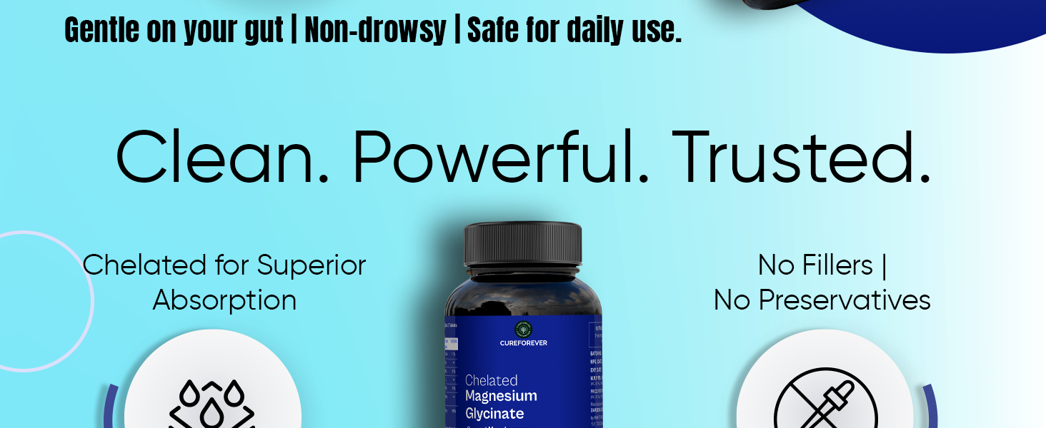 CUREFOREVER Magnesium Glycinate Supplement, Chelated Magnesium Bisglycinate Tablets for Muscle Recovery, Sleep Support & Digestion, Elemental Magnesiums 220mg/440mg – 60 Tablets