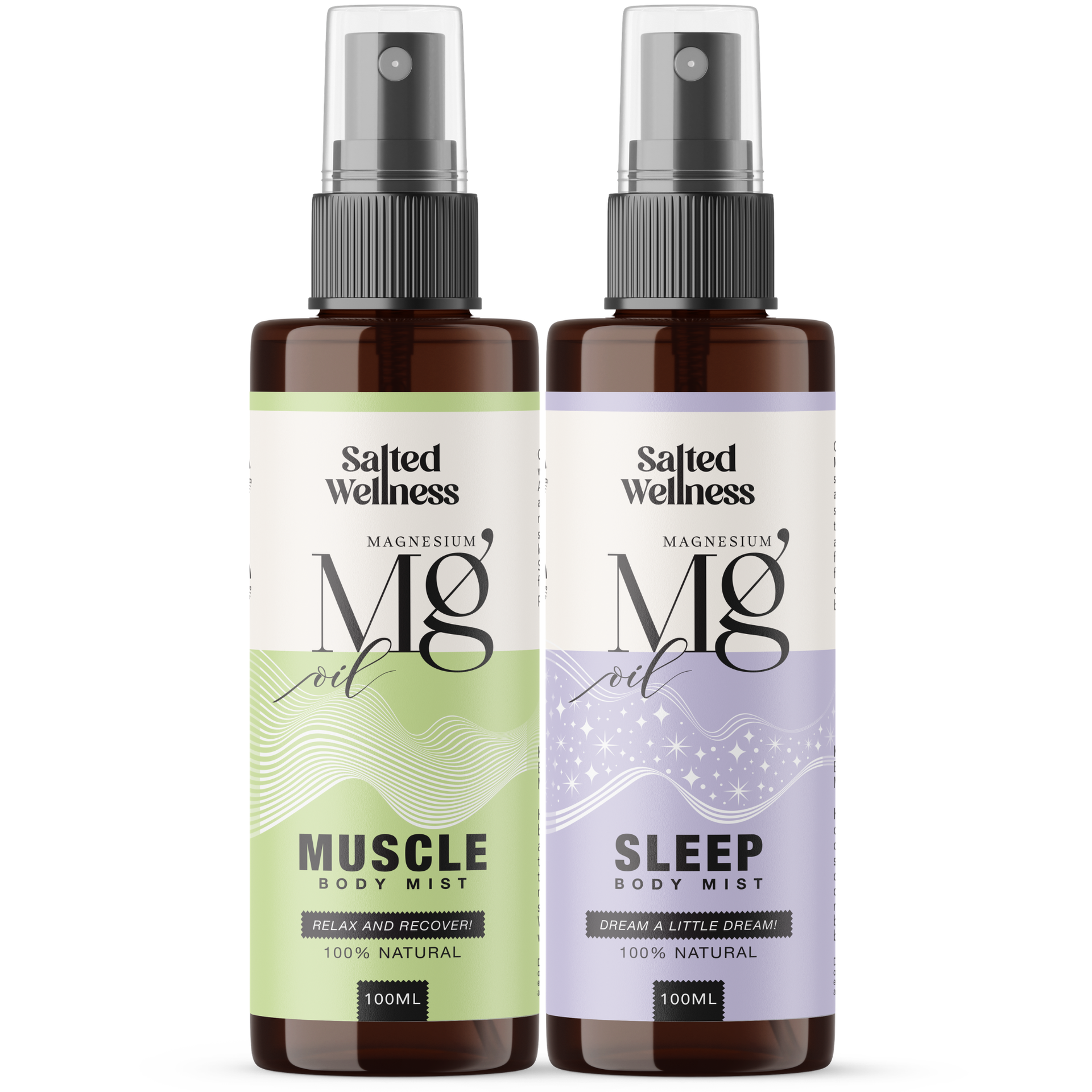 Salted Wellness Magnesium Spray Combo | Muscle Pain Relief & Sleep Support | Magnesium Oil Spray for Muscle Recovery and Better Sleep | 100ml x 2