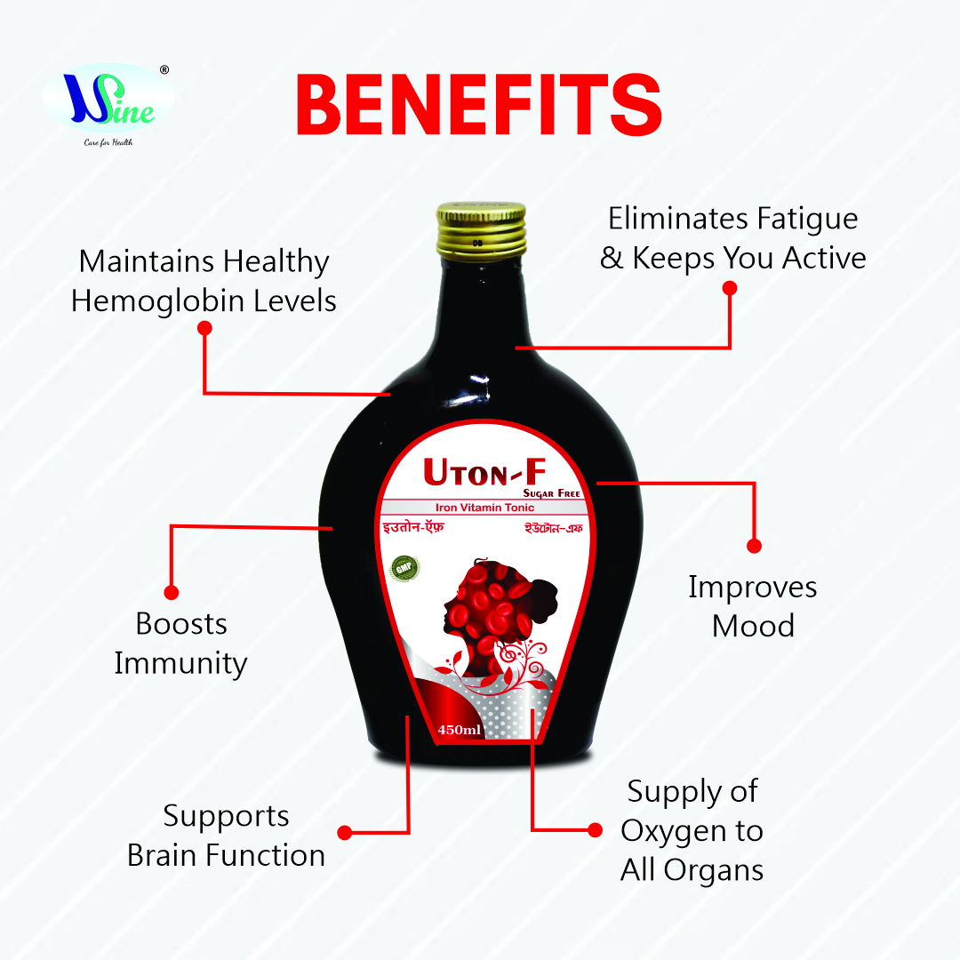 Usine Uton-F Iron Vitamin Syrup (Sugar Free) | Increase Red Blood Cells | Enhance Vitamin & Mineral | Gmp Certified | 100% Ayurvedic - Syrup
