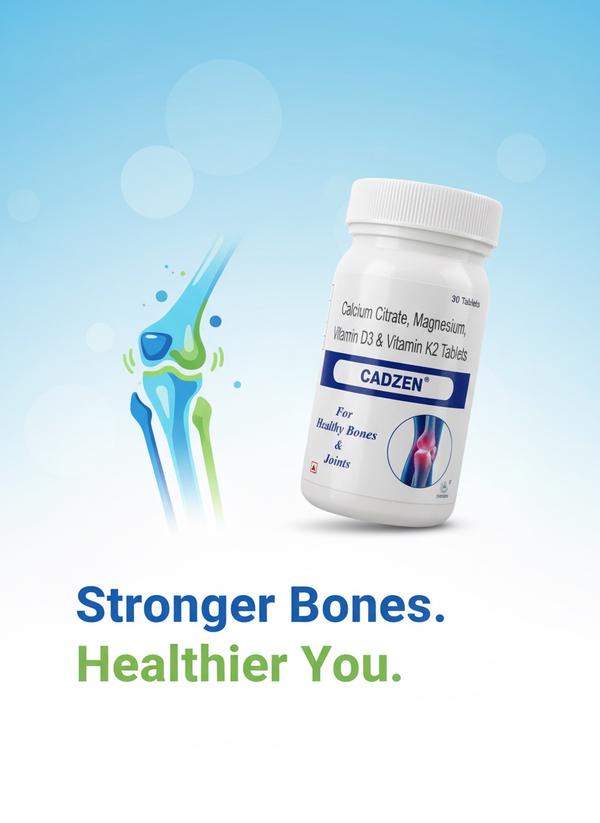 Kuerzen Cadzen Calcium Tablets | Calcium + Vitamin D3 + Vitamin K2 + Magnesium | Complete Bone, Muscle & Teeth Nutrition | Doctor Formulated Daily Wellness Supplement | 30 Tablets