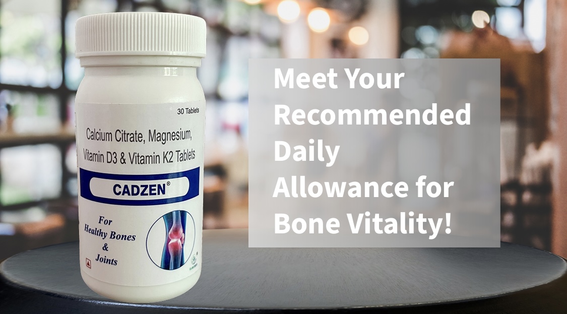 Kuerzen Cadzen Calcium Tablets | Calcium + Vitamin D3 + Vitamin K2 + Magnesium | Complete Bone, Muscle & Teeth Nutrition | Doctor Formulated Daily Wellness Supplement | 30 Tablets