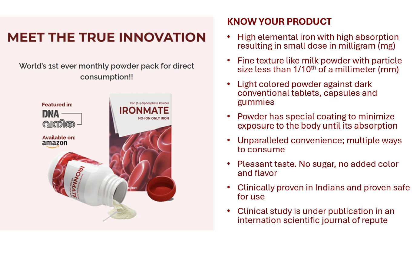 Full Course Pack – Patent Filed Clinically Proven Iron | Waterless Powder Formula | Consume Directly or Blend with Food & Beverages | Safe & No Side-effects