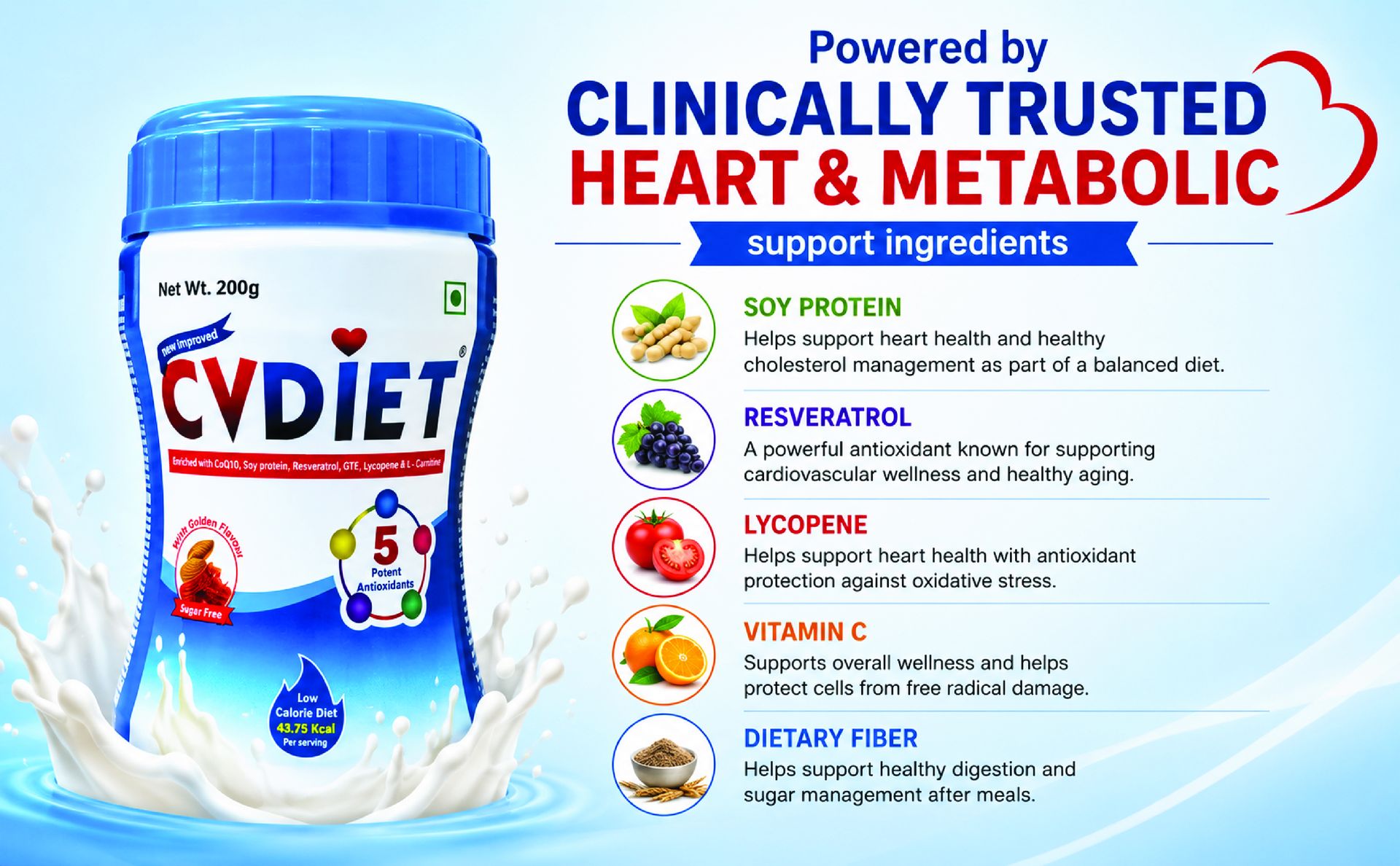 CVDiet | Cardiac Nutrients | Helps Maintain Healthy Heart Function | All-in-one Nutritional Shake | 200gm - Pack of 2