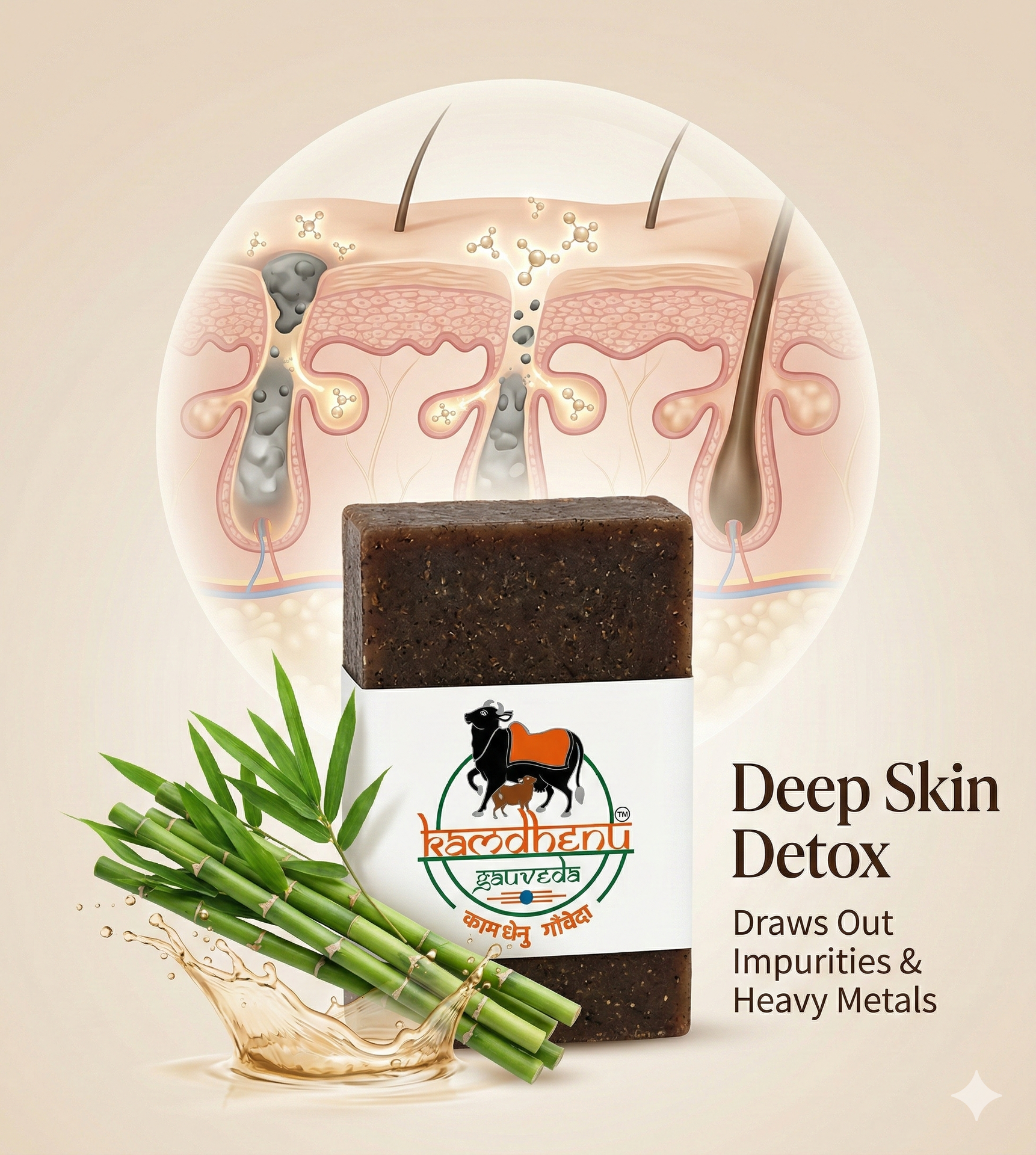 Handmade Bamboo Vinegar Soap for Deep Skin Detox & Acne Control - Natural Deep Cleansing Bathing Bar - pH Balancing & Skin Healing - 100g (Pack of 1)