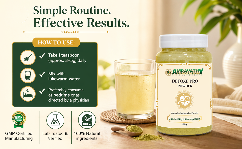 Detoxe Pro Powder | Ayurvedic Herbal Digestive Support Powder | With Senna Leaves, Amla & Black Salt | Daily Gut Cleanse Blend | 100 g