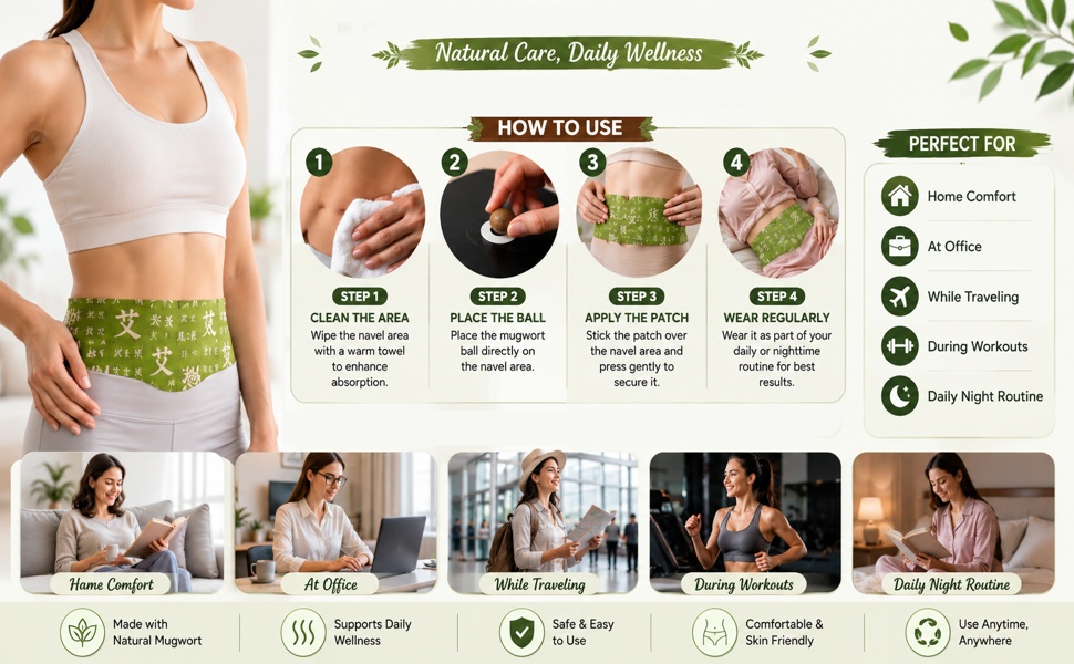 Herbal Balance Patch, Plant-Based Ingredients, Comfortable Adhesive Design, Balance Belly Button Patch Natural Detox & Slimming Waist Sticker Easy Topical Use