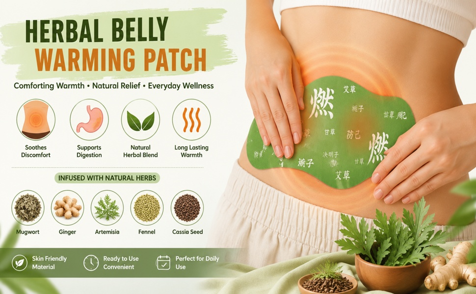 Herbal Balance Patch, Plant-Based Ingredients, Comfortable Adhesive Design, Balance Belly Button Patch Natural Detox & Slimming Waist Sticker Easy Topical Use (5pc in 1 Pack)