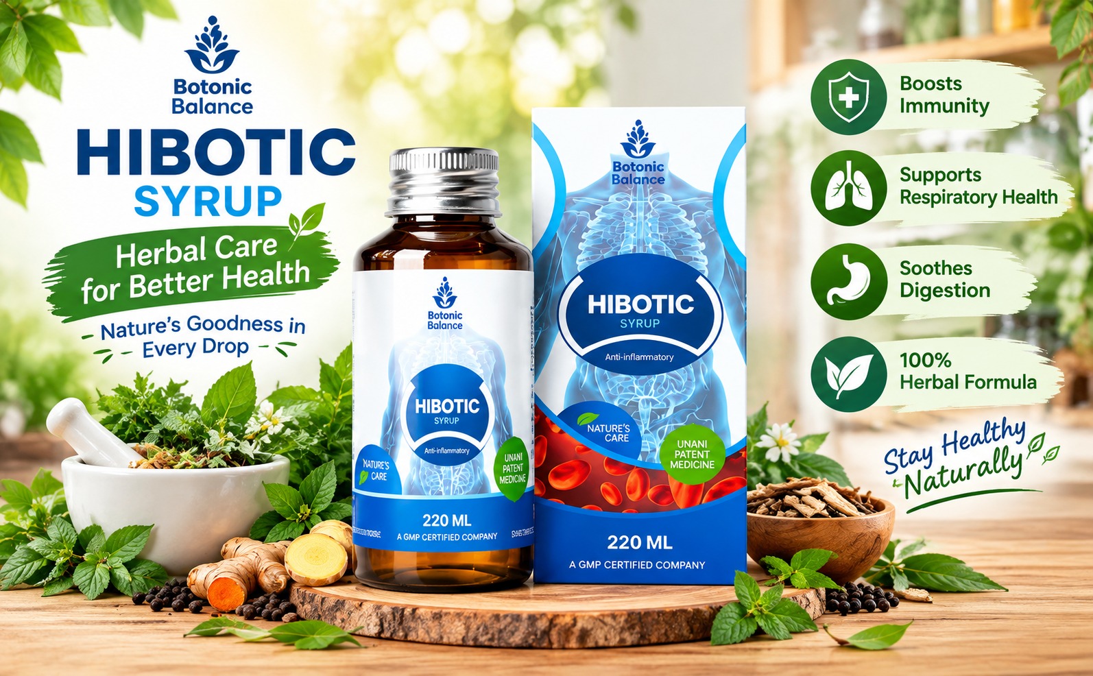 HIBOTIC Herbal Syrup 220 ml | Herbal Liver & Digestive Support | Herbal Wellness Tonic for Metabolic Balance & Internal Detox Support