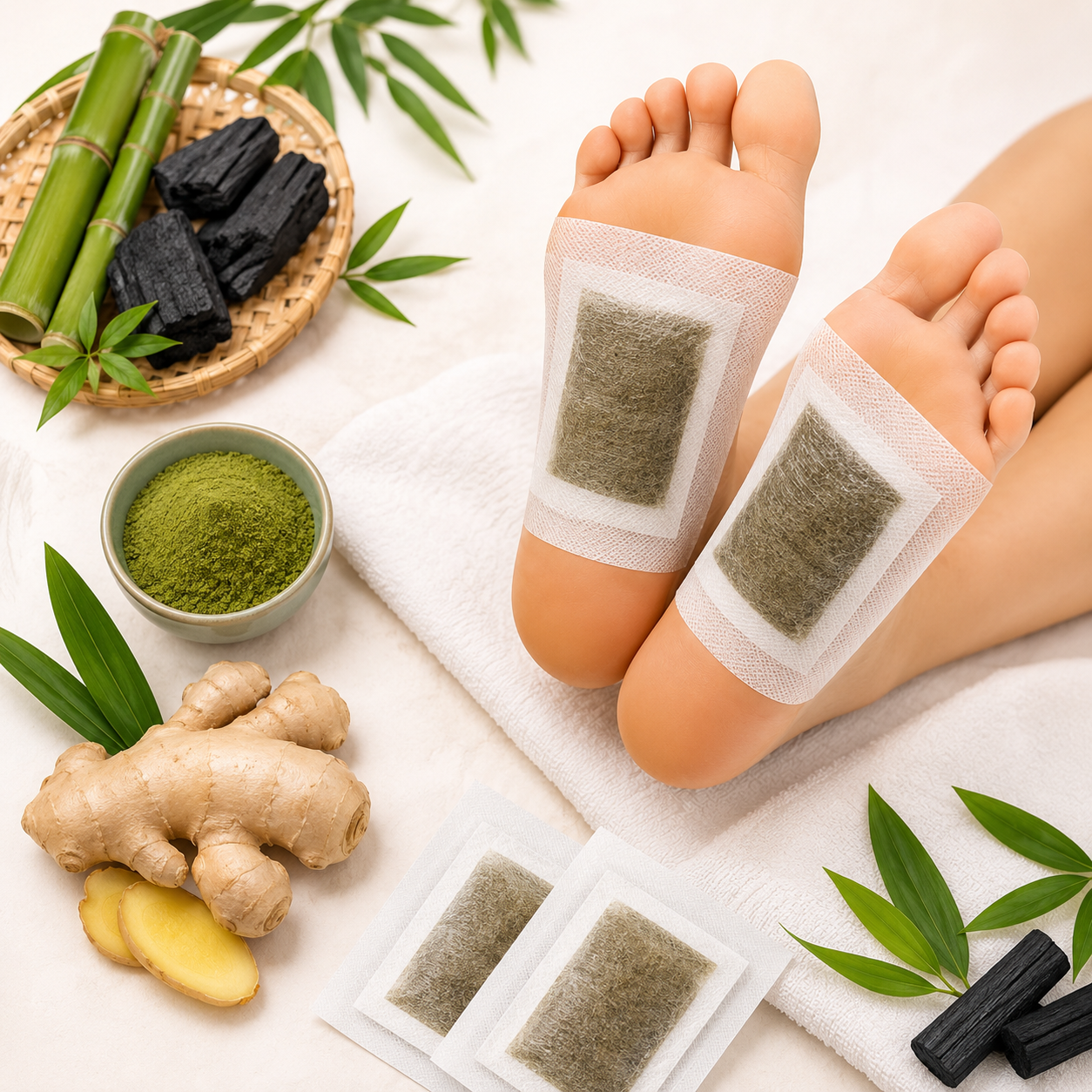 CHICAGOZONE 20 PCS Kinoki Cleansing Foot Pads | Natural Bamboo Vinegar Foot Patch for Overnight Foot Care | Self Adhesive Foot Patches for Relaxation & Daily Wellness | Comfortable Night Foot Stickers | Unisex