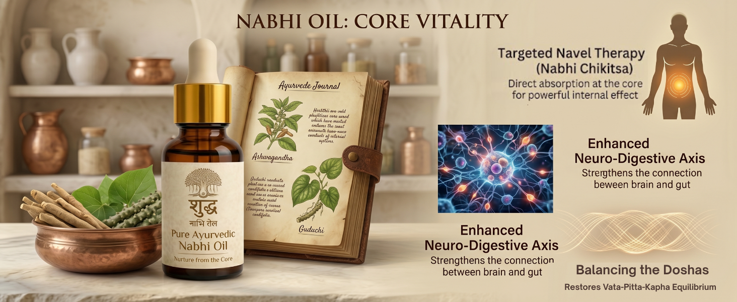 Nabhi oil | Belly Button Oil Drops with Ayurvedic Formulation | Nabhi Chikitsa | For Healthy Digestion, Bloating Relief, Deep Sleep, Relaxation, Acidity & Gut Cleanse Nadi Navel Therapy | 30ml
