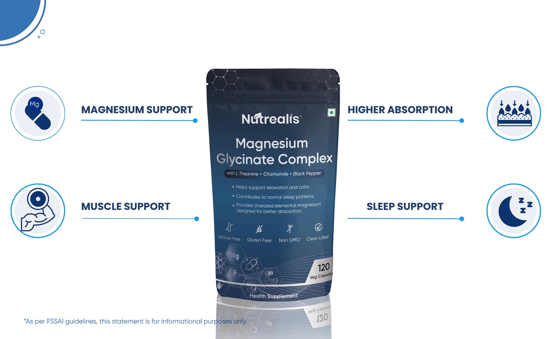 Magnesium Glycinate 400mg | 120 Veg Capsules | Chelated Magnesium Supplement with L-Theanine, Chamomile & Black Pepper | Supports Sleep, Stress & Muscle Recovery