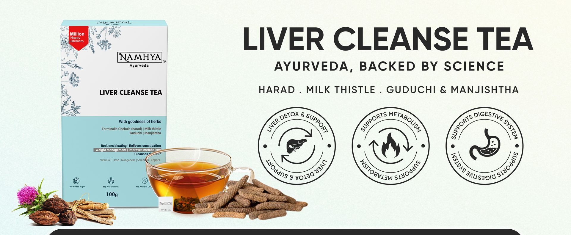 Namhya Liver Cleanse Herbal Tea | Fatty Liver Detox | 100gm Loose Tea