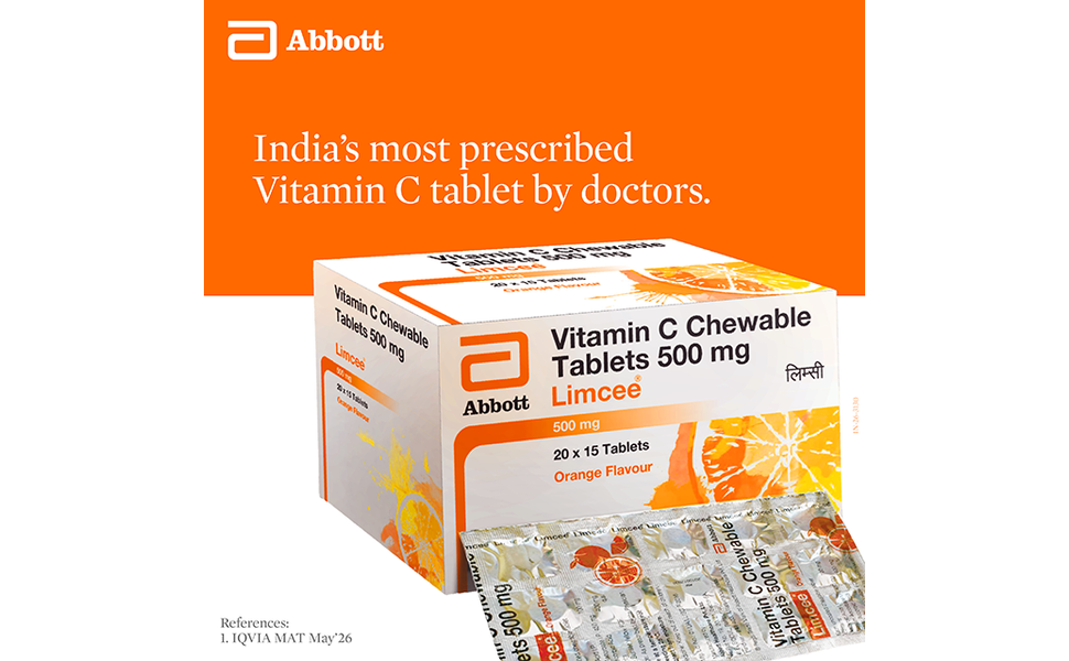 Limcee Chewable Natural Vitamin C Chewable Tablets 500mg || Tangy Orange Flavour || Boost Immunity || Supports Energy || Antioxidant || Skin Care || Men and Women -15 Tabs (Pack of 2)