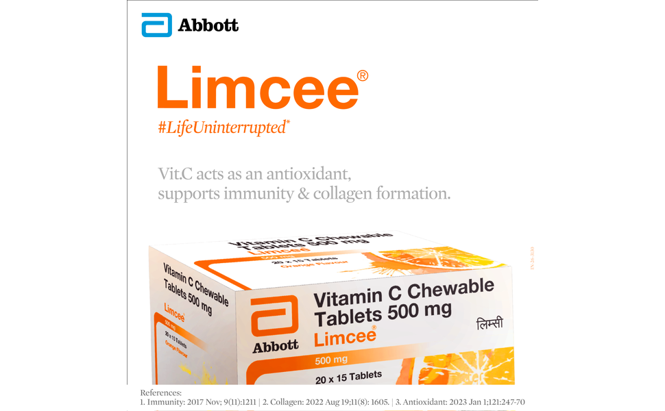 Limcee Chewable Natural Vitamin C Chewable Tablets 500mg || Tangy Orange Flavour || Boost Immunity || Supports Energy || Antioxidant || Skin Care || Men and Women -15 Tabs (Pack of 2)