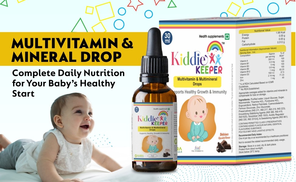 Multivitamin & Multimineral Drops for Infants | Supports Growth, Immunity & Development | Chocolate Flavour | FSSAI Approved | Baby Health Supplement | 30 Ml