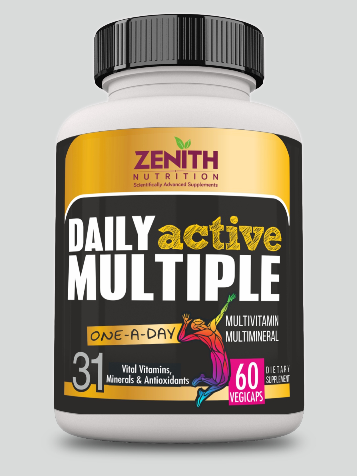 Zenith Nutrition Multivitamin for Men & Women with Astaxanthin, Piperine & Ginseng - 60 veg capsules | Daily Active Multiple with Antioxidant, Mineral & Vitamin Blend