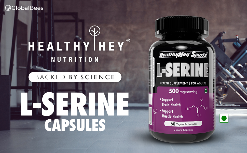 HealthyHey Sports L-Serine - 500mg/Serving - 60 Vegetable Capsules