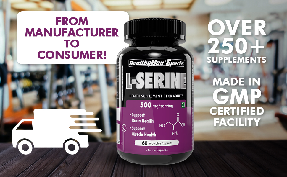 HealthyHey Sports L-Serine - 500mg/Serving - 60 Vegetable Capsules