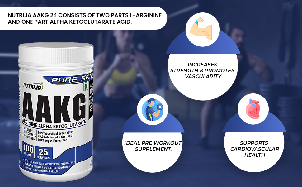 Nutrija AAKG- Arginine Alpha Ketoglutarate | For Strength & Vascularity -100 Grams