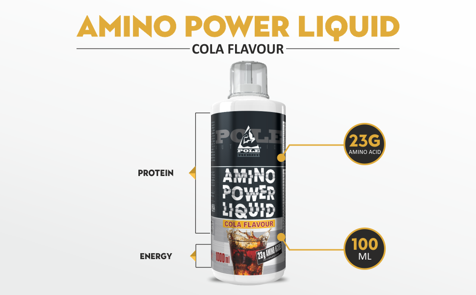 Pole Nutrition Amino Power Liquid Cola Flavour 1000ml - Premium Amino Acid Supplement for Enhanced Performance and Recovery
