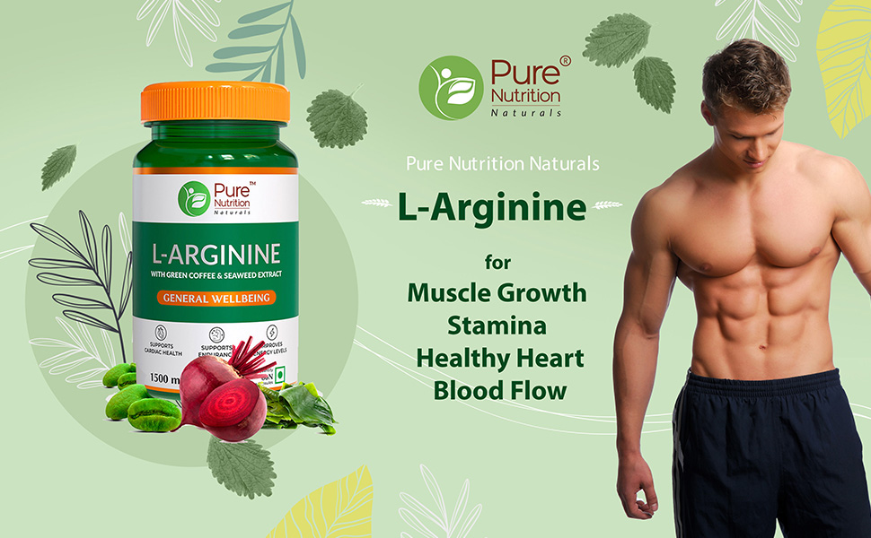 Pure Nutrition L Arginine Capsules 1500 mg | L-Arginines Supplements For Man | L Arginine L Citrulline Combo Improves Oxygen Flow with Caffeine & Beetroot Extract | Energy & Endurance Supplement for Men & Women - 60 Veg Capsules