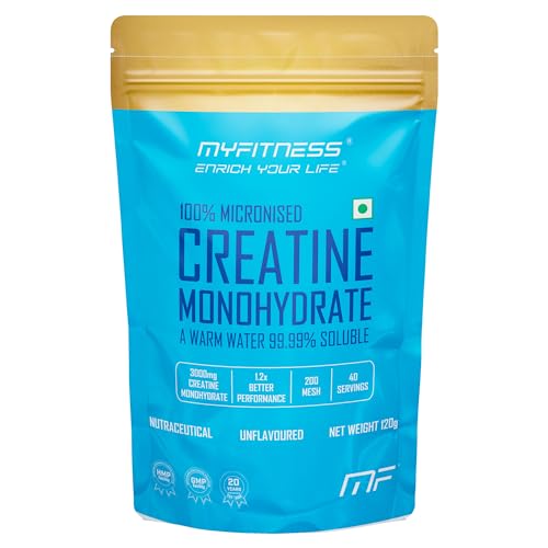 Myfitness Creatine Powder | Pure Micronised Creatine Monohydrate | Pre Workout Supplement | 40 Servings | Unflavoured | 120g |