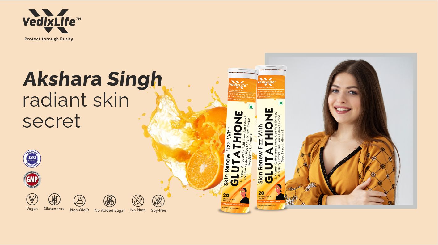 Glutathione Reduced Effervescent Tablets for Glowing Skin | 20 Tablets with 600mg L-Glutathione & Vitamin C | Antioxidant, Skin Glow Supplement for Clear Skin | Orange Flavour (Pack Of 1)