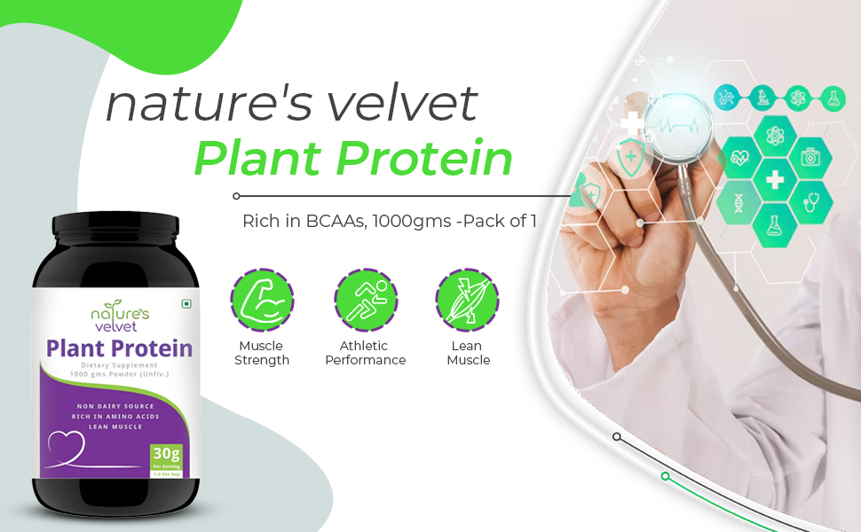 Nature's Velvet Plant Protein, Rich in BCAAs, 300gms -Pack of 1