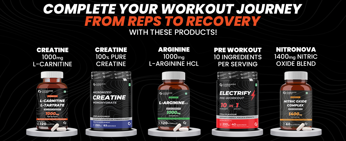 Carbamide Forte L-Carnitine L-Tartrate 1000mg Capsules for Men & Women | Pre Workout Supplement - 120 Veg Capsules (Pack of 2)