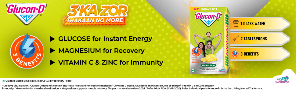 Glucon-D Instant Energy Health Drink Nimbu Pani - 1kg Refill & Glucose Based Beverage Mix - 450 g Carton (Nimbu Pani)