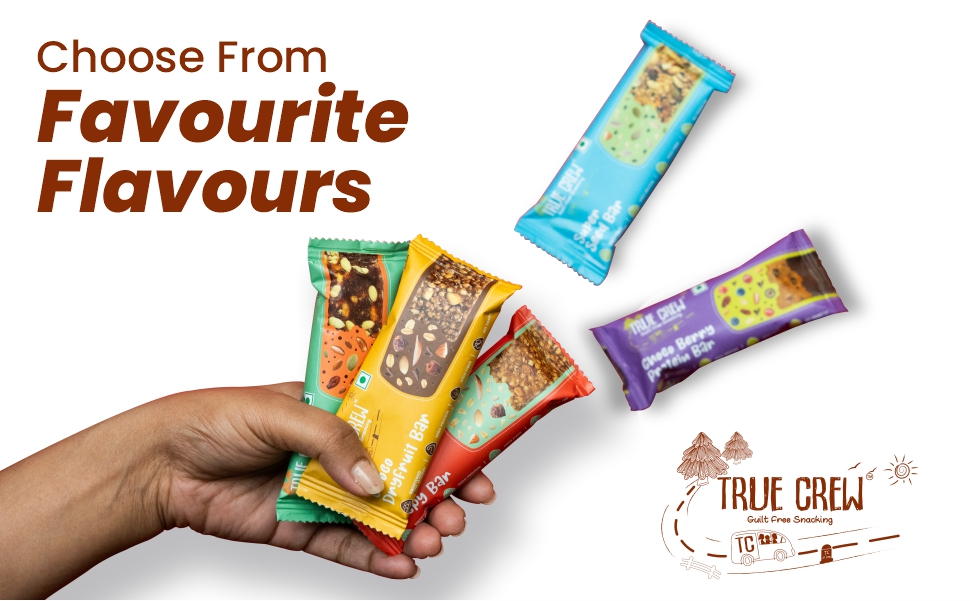 TRUE CREW Millet Crispy Bar - 250g | High Protein & High Fibre Snack | Jaggery Sweetened No Refined Sugar | Gluten & Soy Free | (25g x Pack of 10)