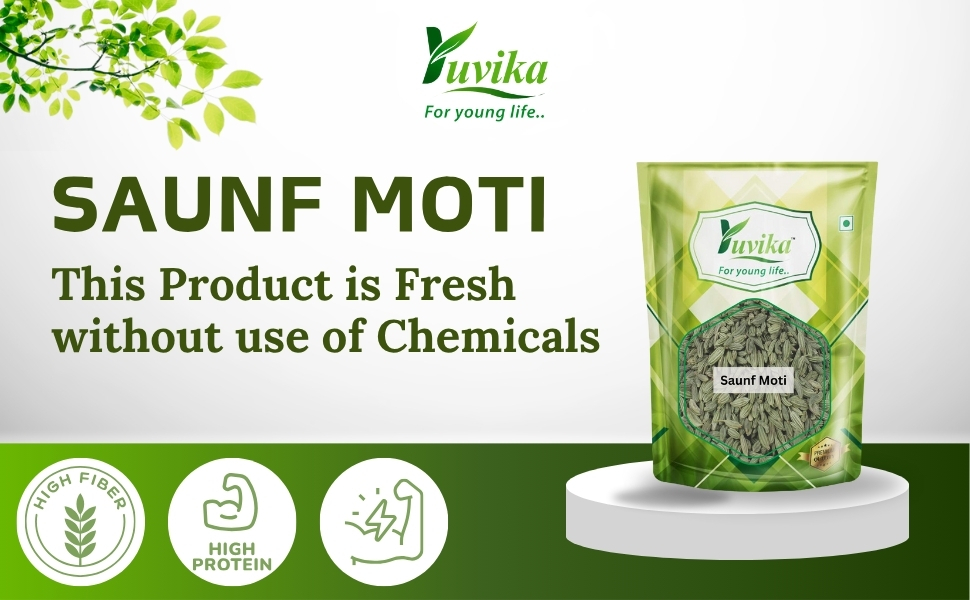 Yuvika Saunf Moti - Sonf Moti - Foeniculum Vulgare - Fennel Seed Big 400 Grams