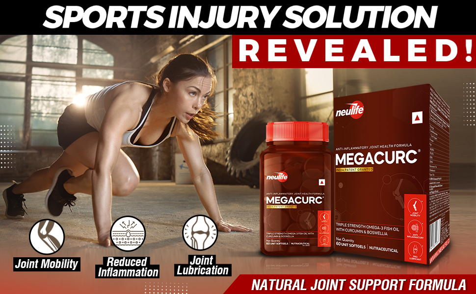 Neulife MEGACURC® Nano-Curcumin + Triple Strength Fish Oil with 10X Boswellia Power - Advanced Joint Support - High Absorption Formula - 60 Softgels - Omega 3, Anti-Inflammatory Supplement‎