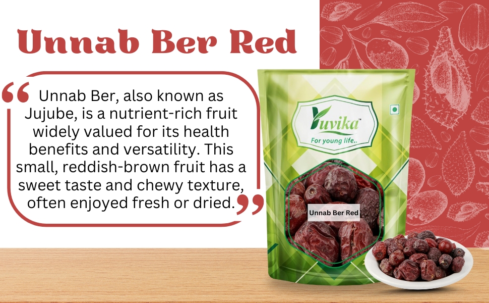 YUVIKA Unnab Ber Red - Zizyphus Sativa Gaertn - Red Jujube - 200 Grams | Dried Jujube Fruit | Traditional Herbal Ingredient & Snack