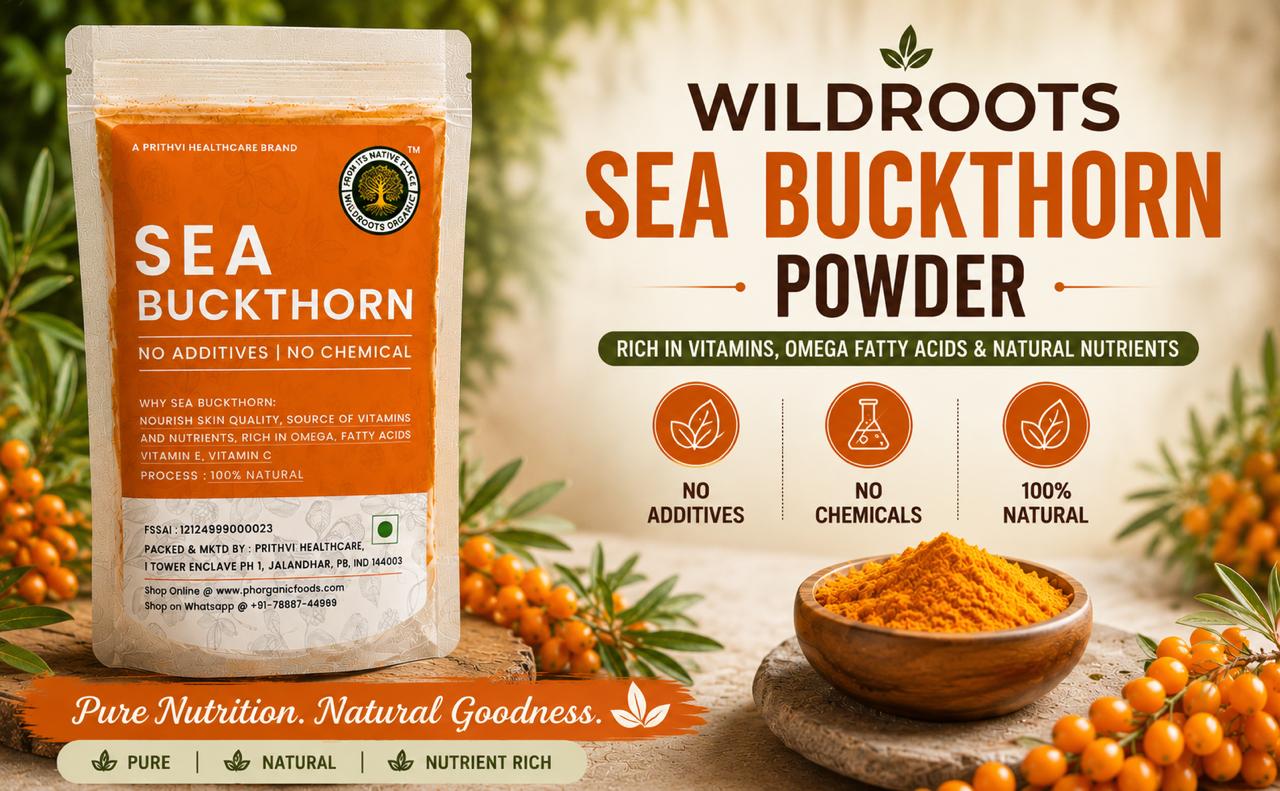 Sea Buckthorn Berries Powder 100g | Rich in Omega 3,6,7,9 | Rich in Vitamin C | Best for Skin and Immunity | No added sugar or preservatives